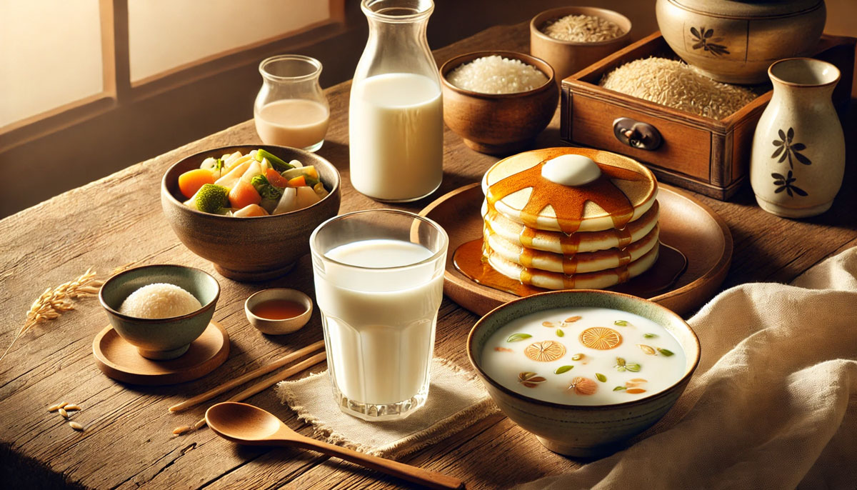 ライスミルクを使った料理が温かみのある雰囲気で表現